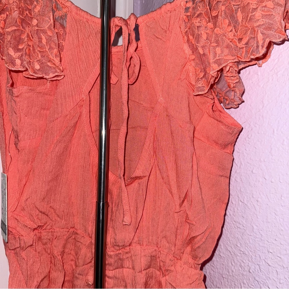 Coral Off the Shoulder Romper - Size Medium - Picture 5 of 6